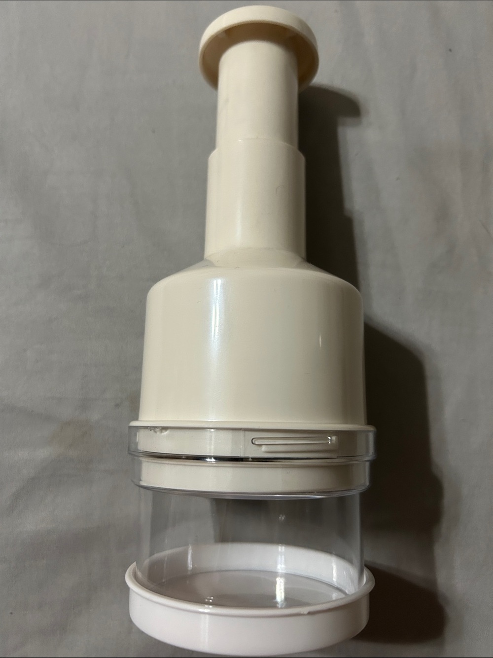 Cream Manual Vegetable Chopper with Clear Bowl - Unbranded